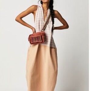 Free People Roadtripping Midi Dress, Size XS in Neutral Color